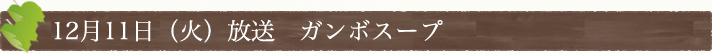 12月11日(火)放送　ガンボスープ